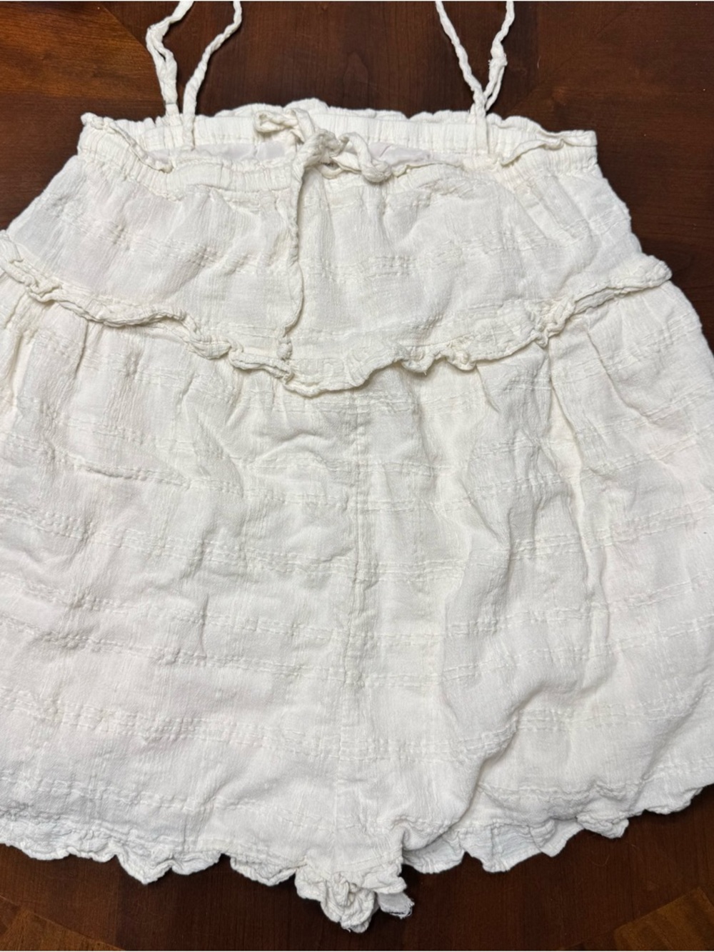 Urban Outfitters Cream Tiered Cotton Romper